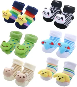 6 pairs Baby 3D Cartoon Anti-Skid Booties Socks Slippers Shoes