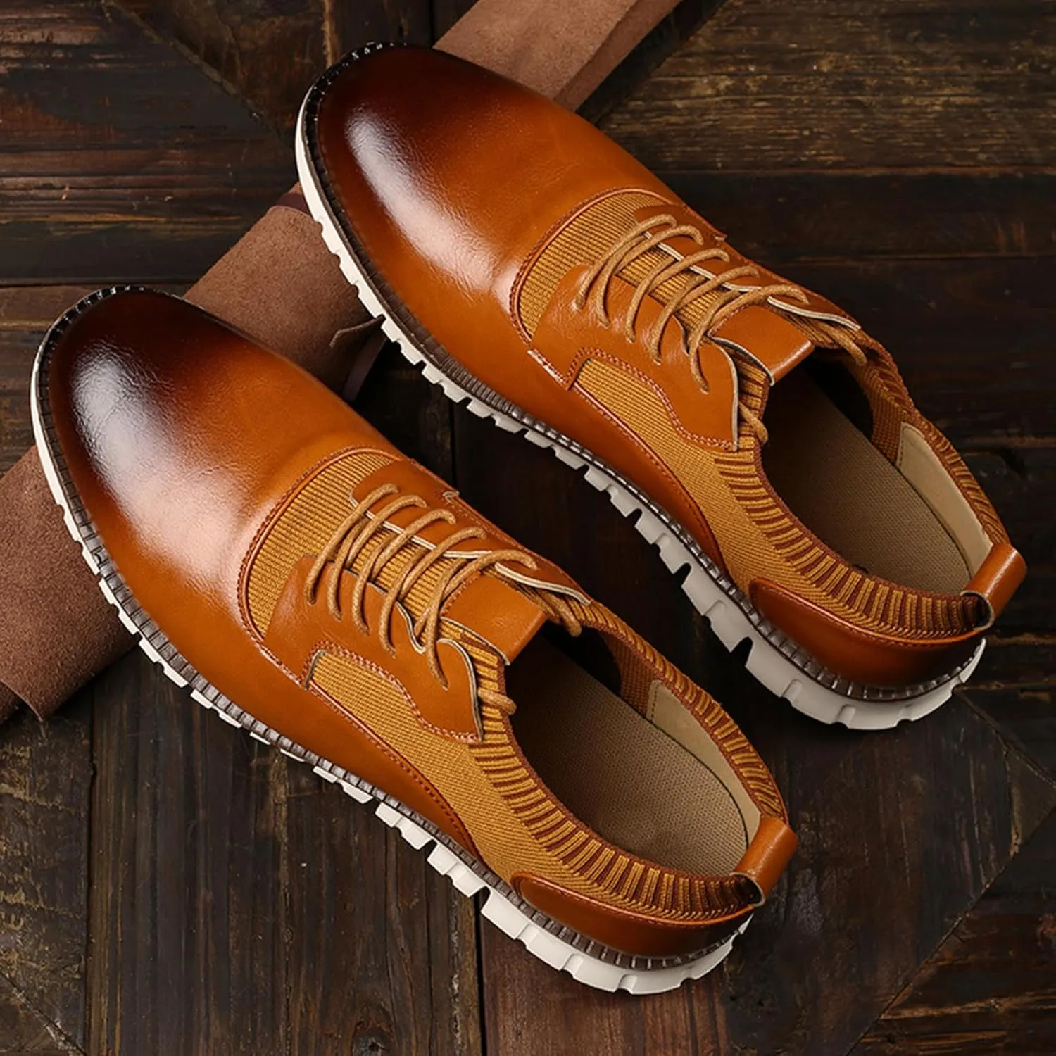 ADMLZQQ Men's Fashion Sneakers Breathable Casual Shoes Business Causal Flat