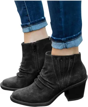 Ankle Booties for Women Low Heel,Rhinestone Ankle Booties Comfy Short Boots Chunky Block Western Shoes