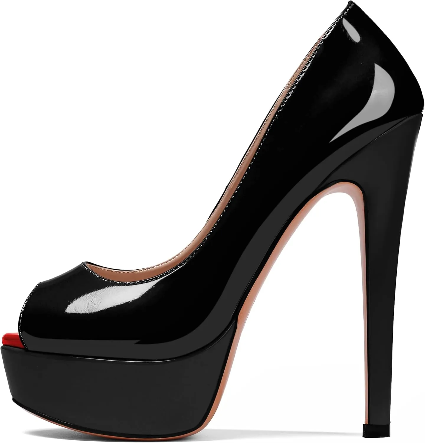 AUMOTED Women's Platform Pumps Peep Toe Stiletto Slip On Sexy High Heels Dress Wedding Party Shoes