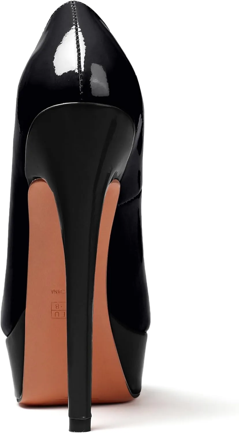 AUMOTED Women's Platform Pumps Peep Toe Stiletto Slip On Sexy High Heels Dress Wedding Party Shoes