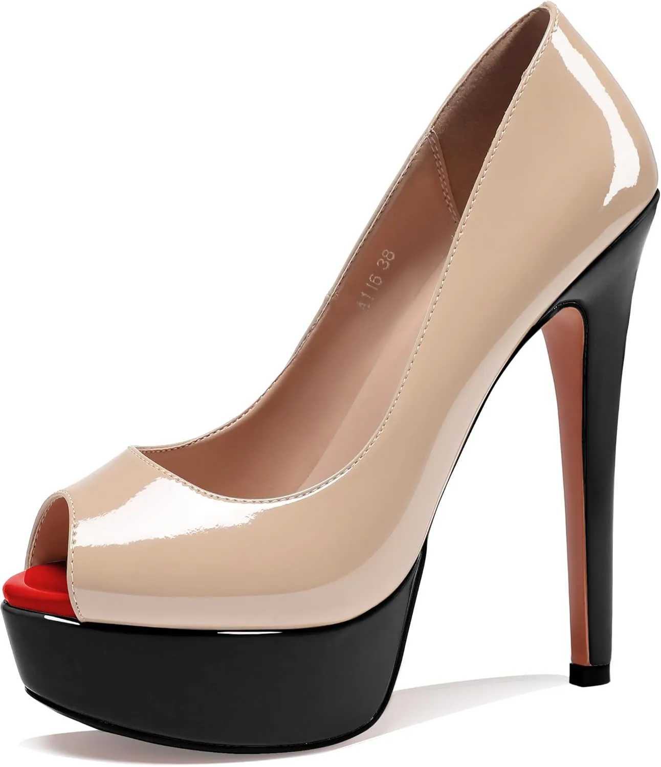 AUMOTED Women's Platform Pumps Peep Toe Stiletto Slip On Sexy High Heels Dress Wedding Party Shoes