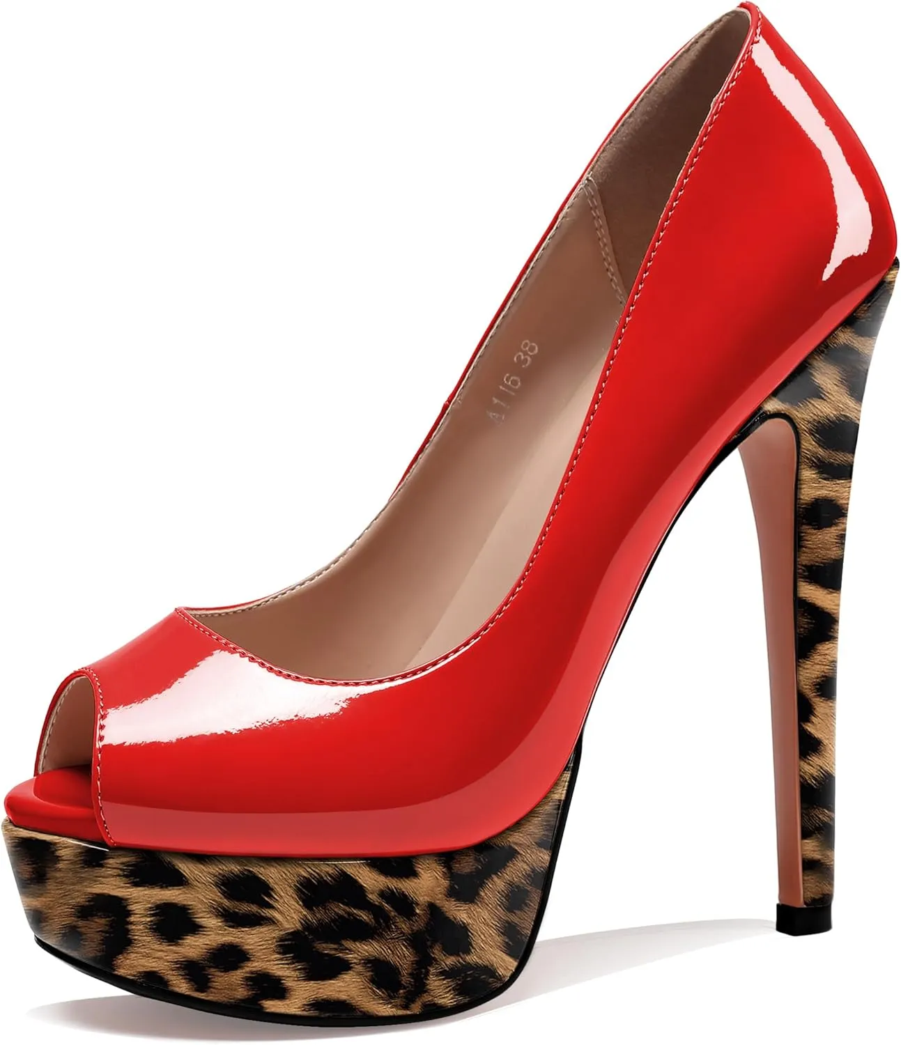 AUMOTED Women's Platform Pumps Peep Toe Stiletto Slip On Sexy High Heels Dress Wedding Party Shoes
