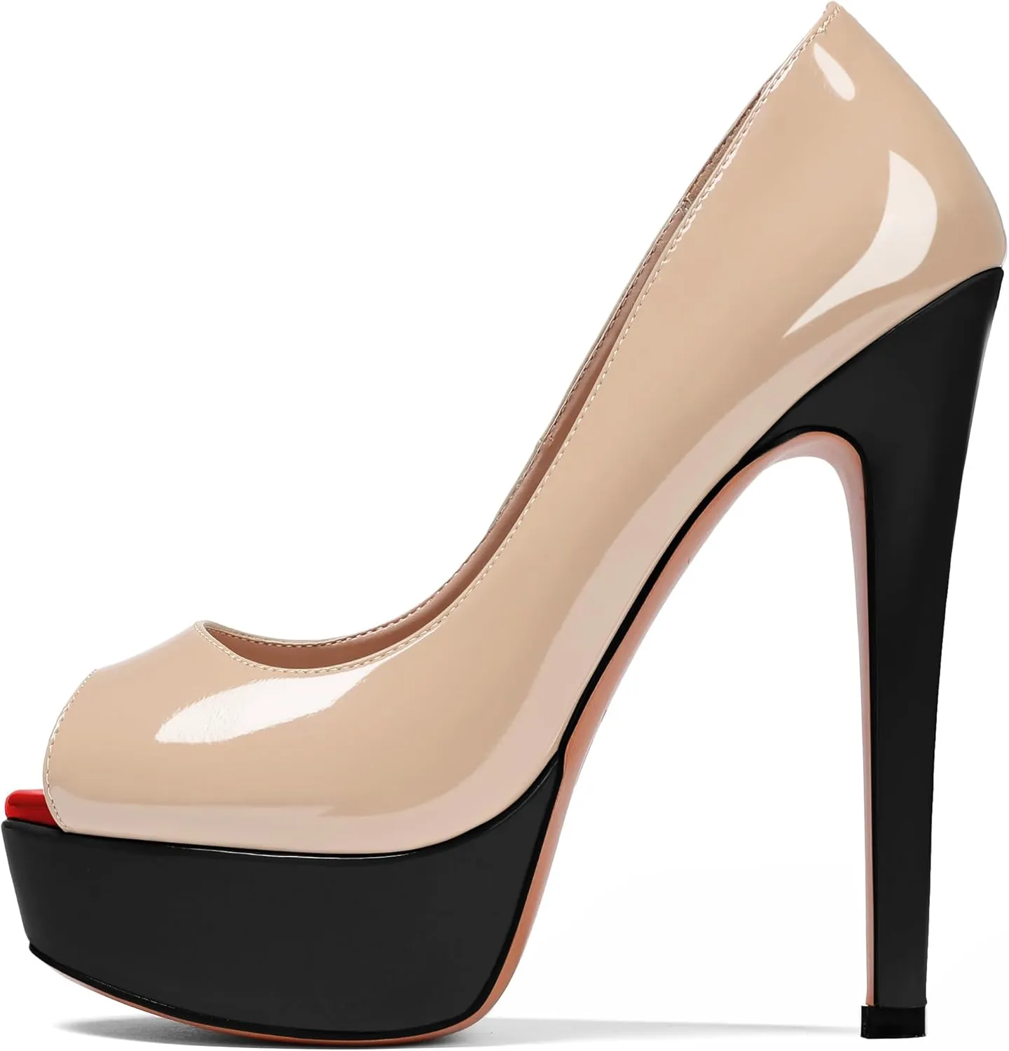 AUMOTED Women's Platform Pumps Peep Toe Stiletto Slip On Sexy High Heels Dress Wedding Party Shoes