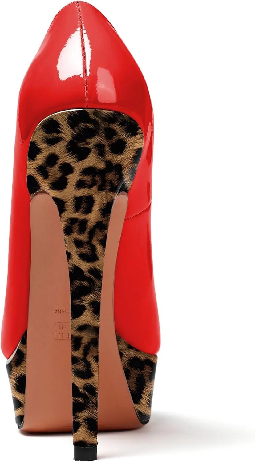 AUMOTED Women's Platform Pumps Peep Toe Stiletto Slip On Sexy High Heels Dress Wedding Party Shoes