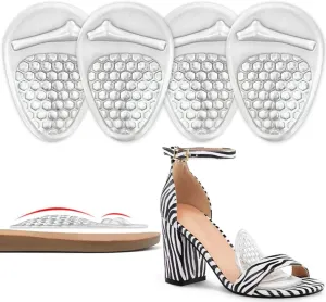 Ball of Foot Cushions Women, Metatarsal Pads, High Heel Comfort Pads, Weight Shifting and Shock Absorbing in Shoes (2 Pairs) (Clear)