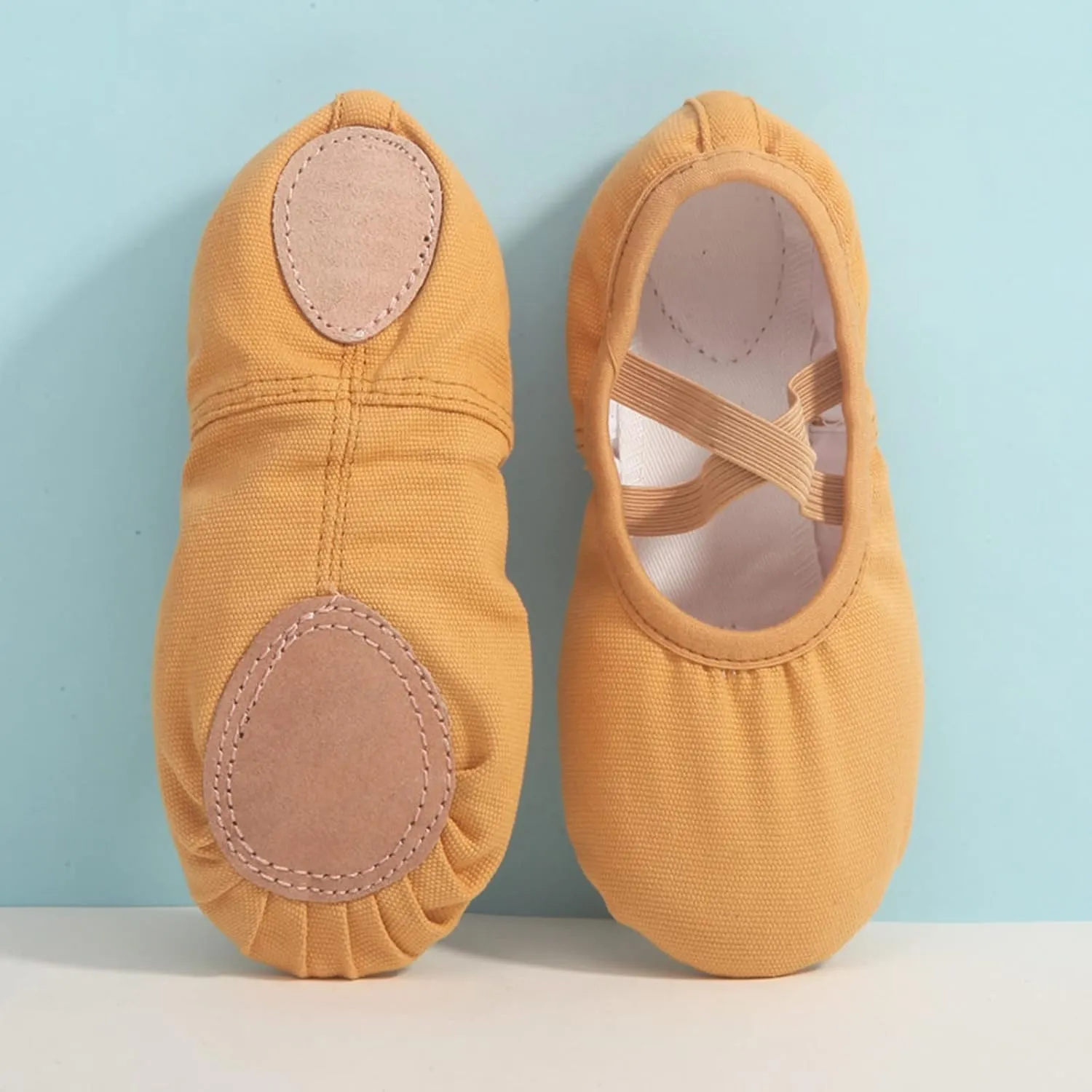 Ballet Shoes for Girls, Satin Elastic Dance Practice Slippers Split Soft Leather Flat Sole Yoga Gymnastics Shoes