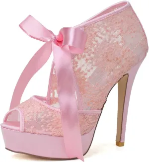 Bridal High Heels Wedding Shoeswomen Pumps Heeled Sandals for Women Stiletto Dress Shoes Lace Pumps Evening Formal Party Shoes