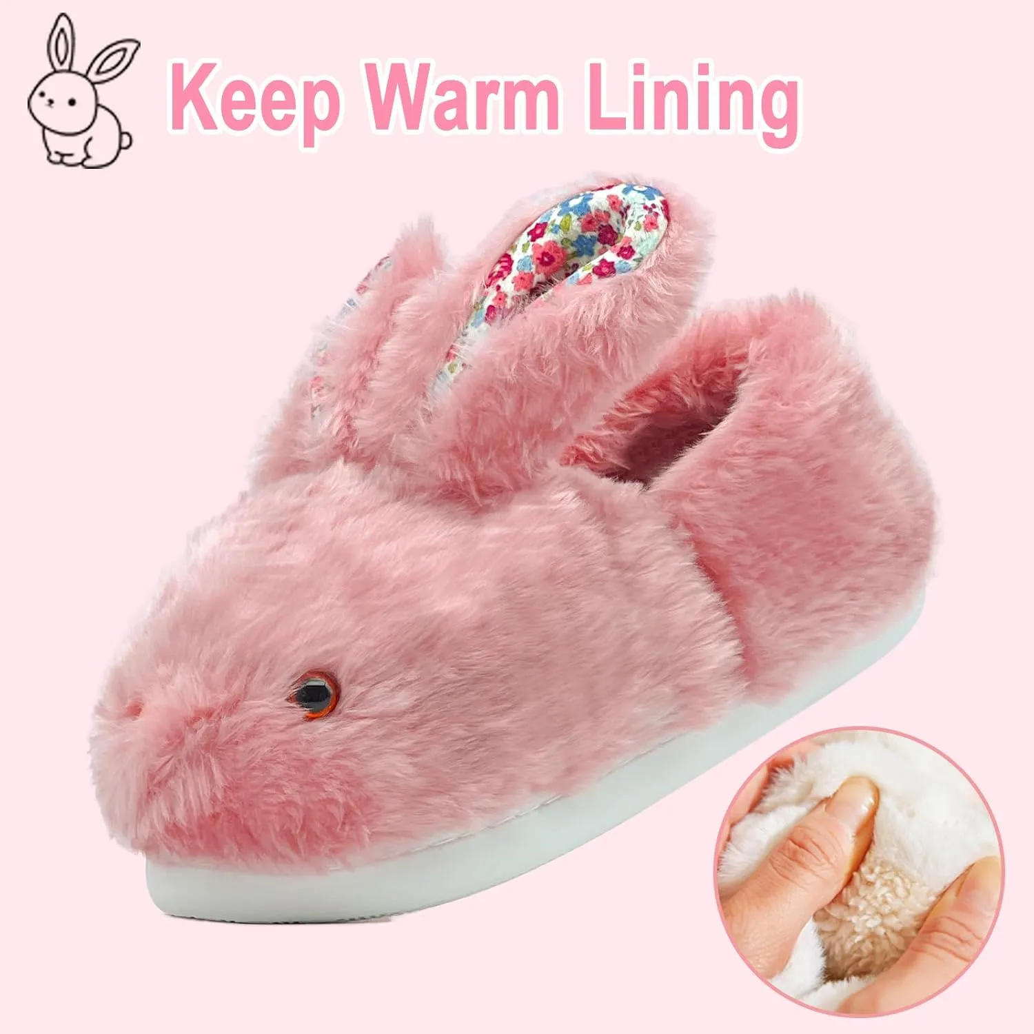Bunny Slippers for Women, Cute Animal Fluffy Slippers Fuzzy House Shoes Plush Warm Winter Slippers Rabbit Home Bedroom Shoes Indoor & Outdoor