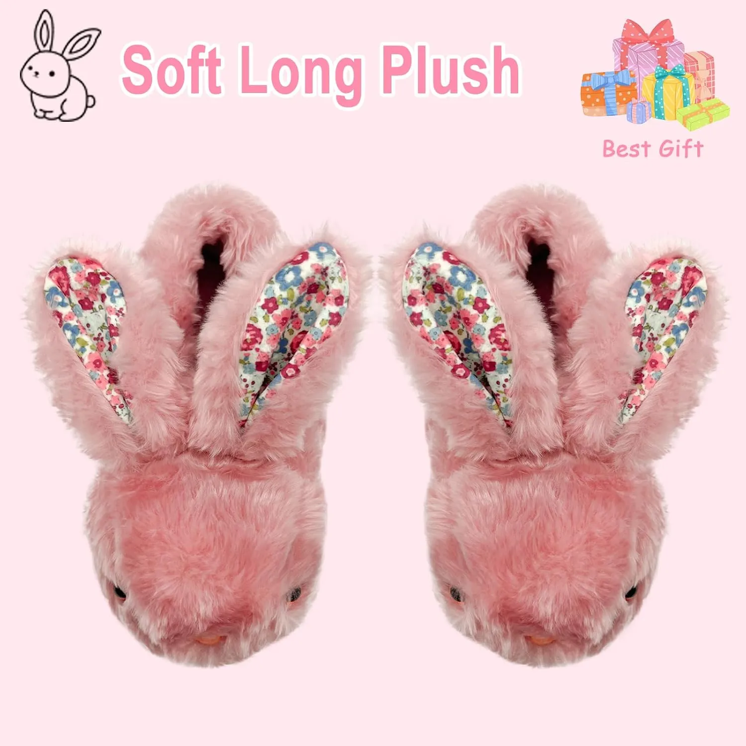 Bunny Slippers for Women, Cute Animal Fluffy Slippers Fuzzy House Shoes Plush Warm Winter Slippers Rabbit Home Bedroom Shoes Indoor & Outdoor