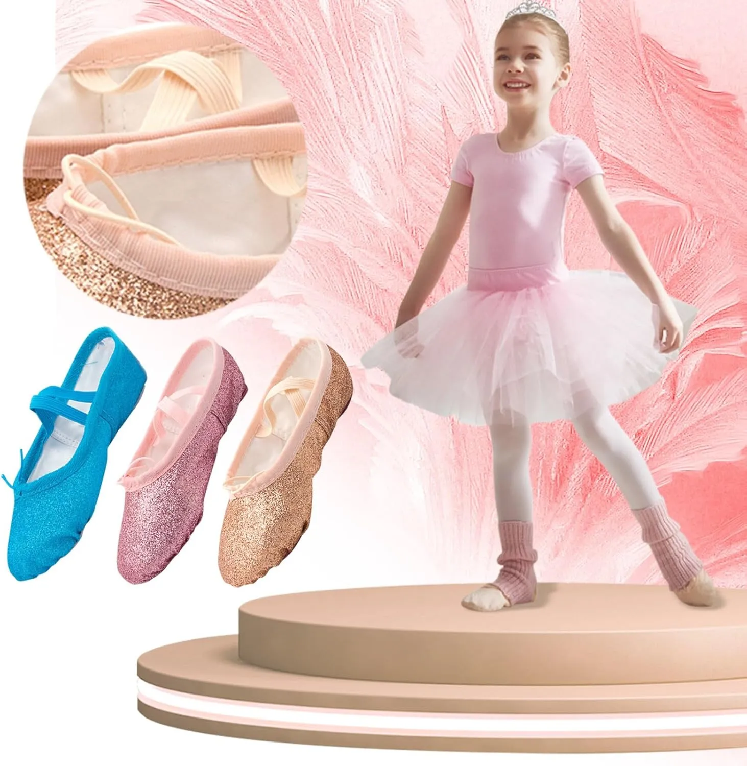 Children Ballet Shoes for Girls Dance Performance Slippers Sequins enuine Leather Ballerina Yoga Shoes