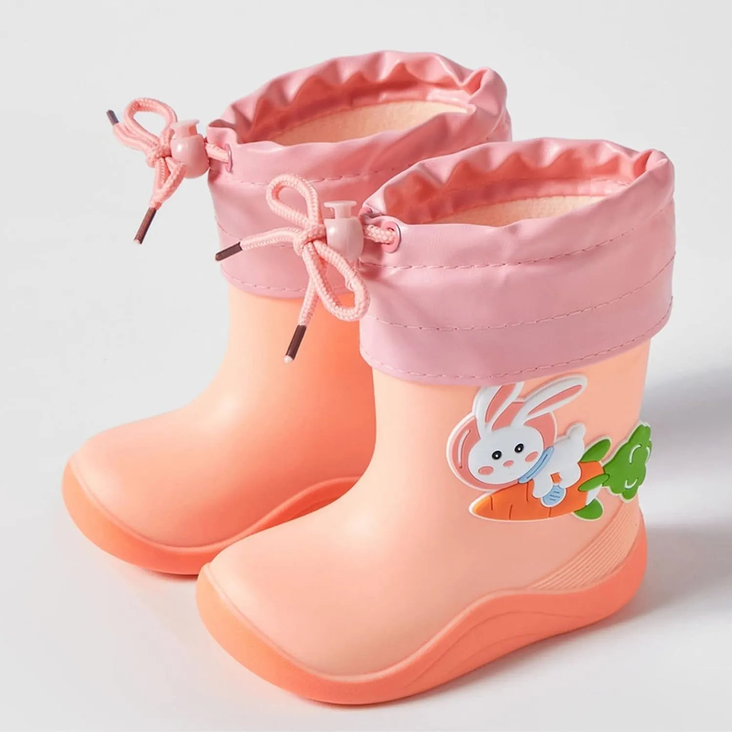 Children's Rain Shoes Boys Girls Water Shoes Baby Rain Boots Lightweight Warm Water Boots with Adjustable Buckle