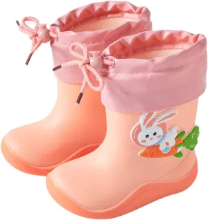 Children's Rain Shoes Boys Girls Water Shoes Baby Rain Boots Lightweight Warm Water Boots with Adjustable Buckle