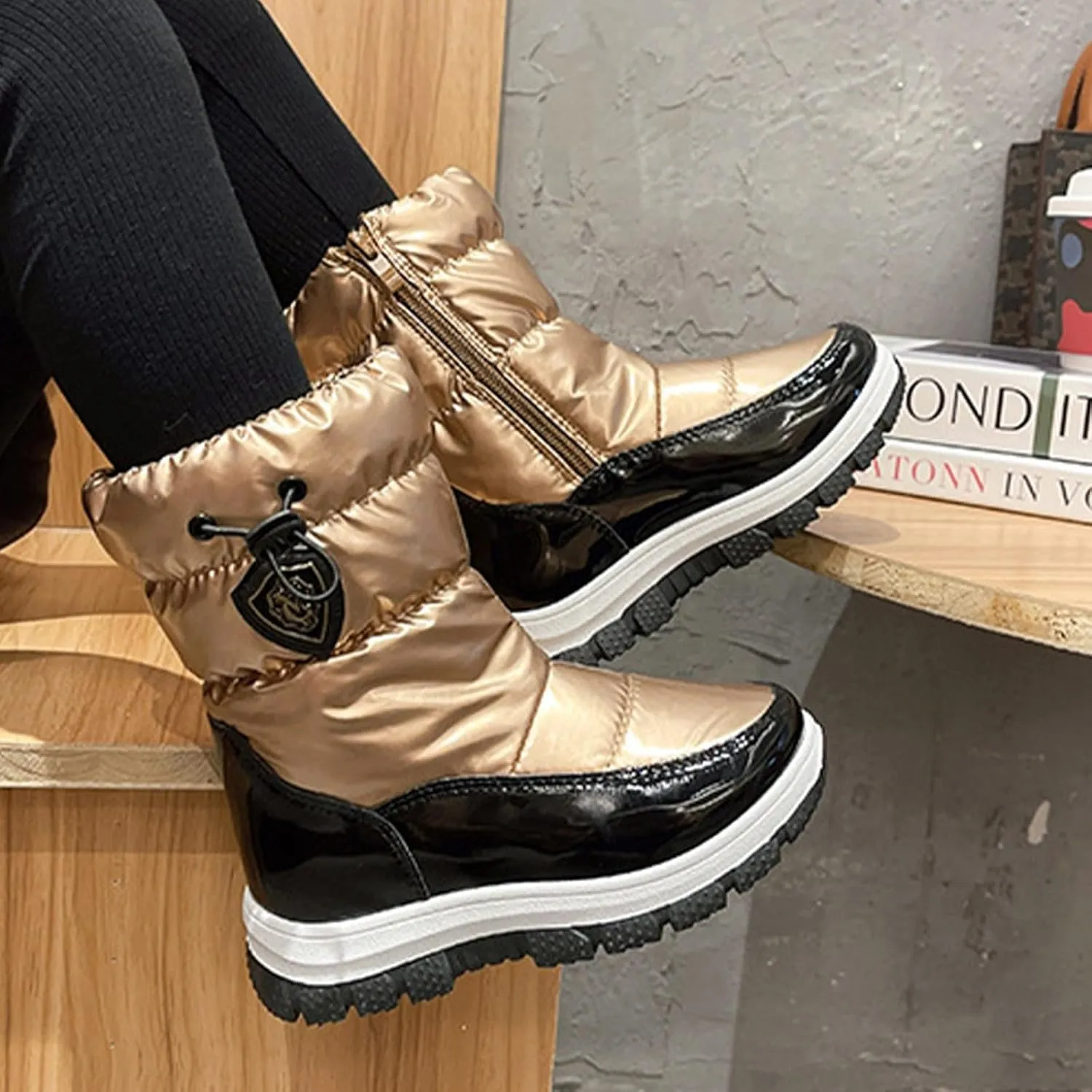 Childrens Thick Snow Boots Kids Fashion Outdoor Ski Shoes Winter aterproof Comfy Warm Leather Flat Booties Ankle