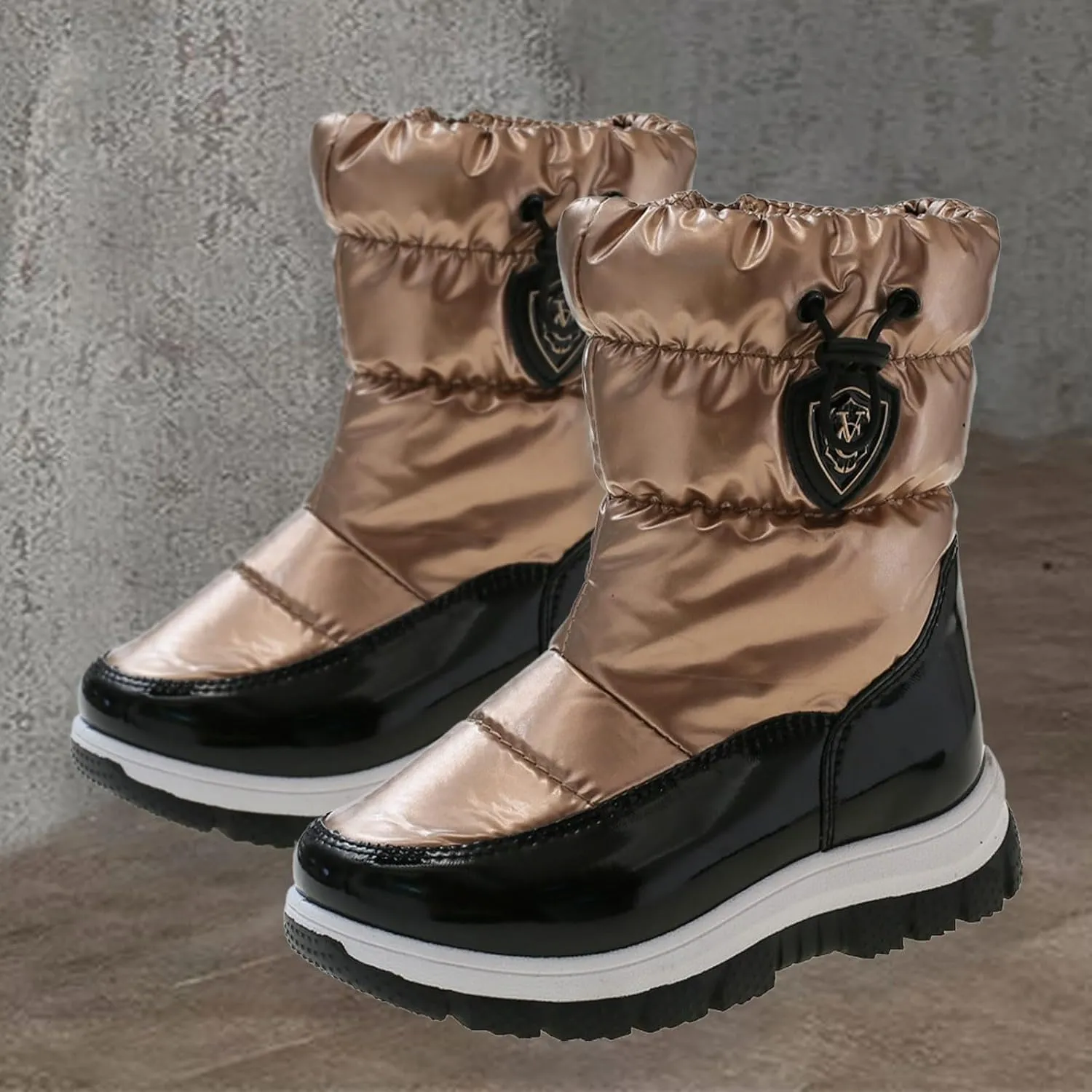 Childrens Thick Snow Boots Kids Fashion Outdoor Ski Shoes Winter aterproof Comfy Warm Leather Flat Booties Ankle