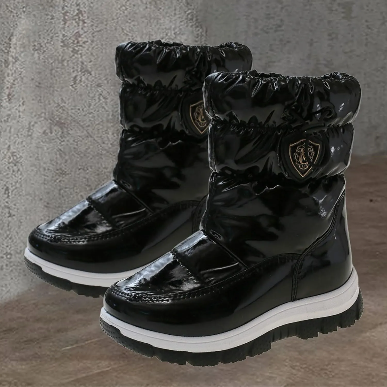 Childrens Thick Snow Boots Kids Fashion Outdoor Ski Shoes Winter aterproof Comfy Warm Leather Flat Booties Ankle