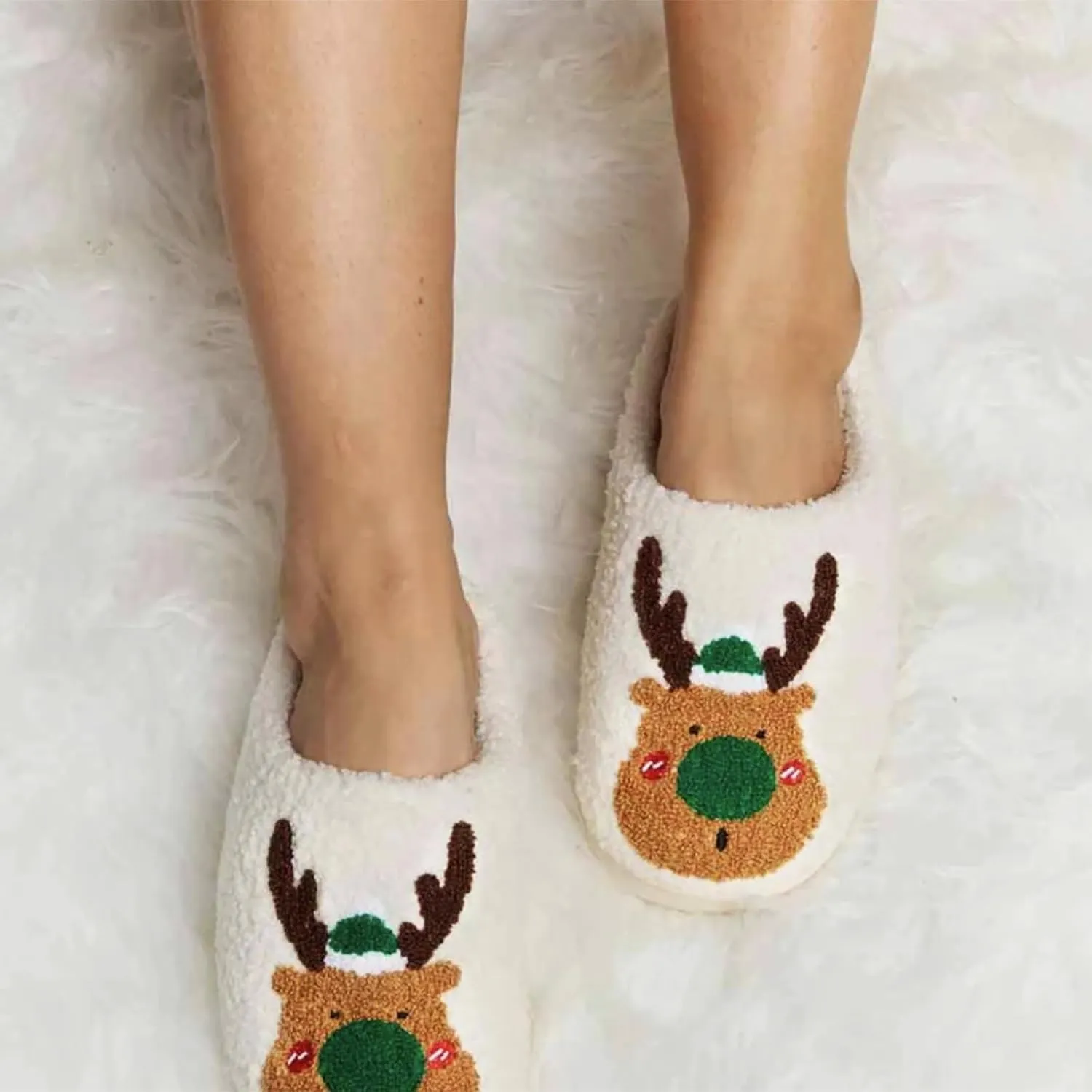 Christmas Slippers For Women Soft Warm Plush Fuzzy Slippers Indoor Memory Foam Slippers Cozy Fluffy Home Slippers for Winter