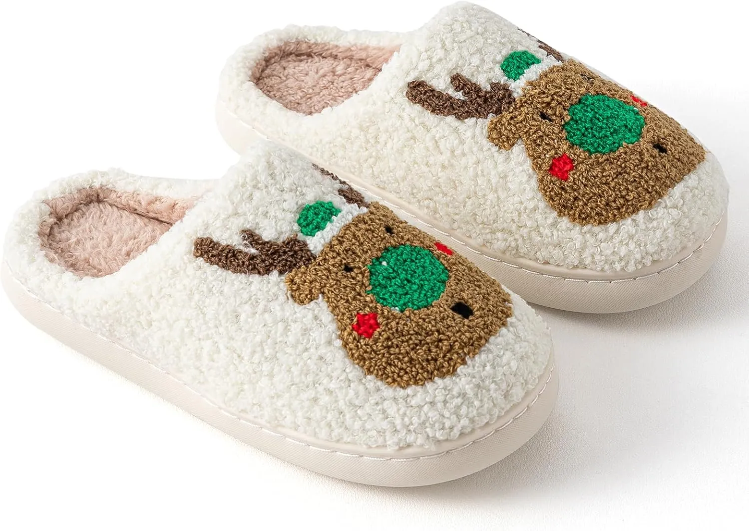 Christmas Slippers For Women Soft Warm Plush Fuzzy Slippers Indoor Memory Foam Slippers Cozy Fluffy Home Slippers for Winter
