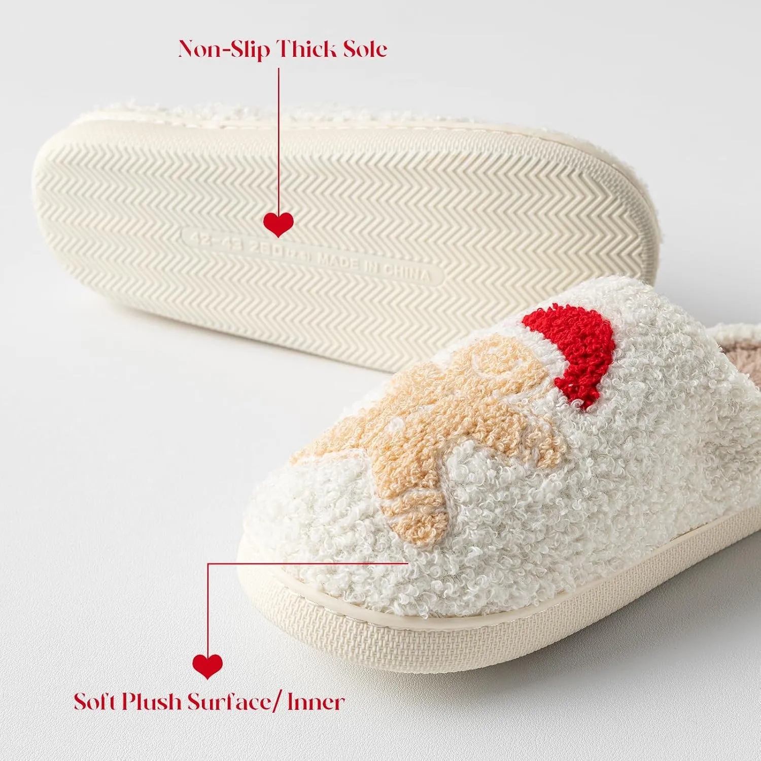 Christmas Slippers For Women Soft Warm Plush Fuzzy Slippers Indoor Memory Foam Slippers Cozy Fluffy Home Slippers for Winter