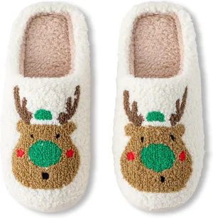 Christmas Slippers For Women Soft Warm Plush Fuzzy Slippers Indoor Memory Foam Slippers Cozy Fluffy Home Slippers for Winter