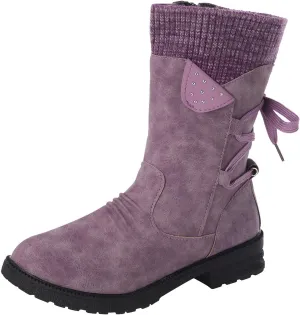 Comfy Wide Width Ankle Boots for Women Warm Comfy Winter Retro Mid-Calf Lace Up Snow Casual Thick Heels Shoes