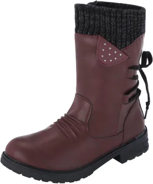 Comfy Wide Width Ankle Boots for Women Warm Comfy Winter Retro Mid-Calf Lace Up Snow Casual Thick Heels Shoes