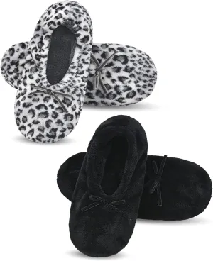 DICUIRD Ballerina House Slippers for Women, Anti-Skid Comfy Warm Ballet Style Slippers