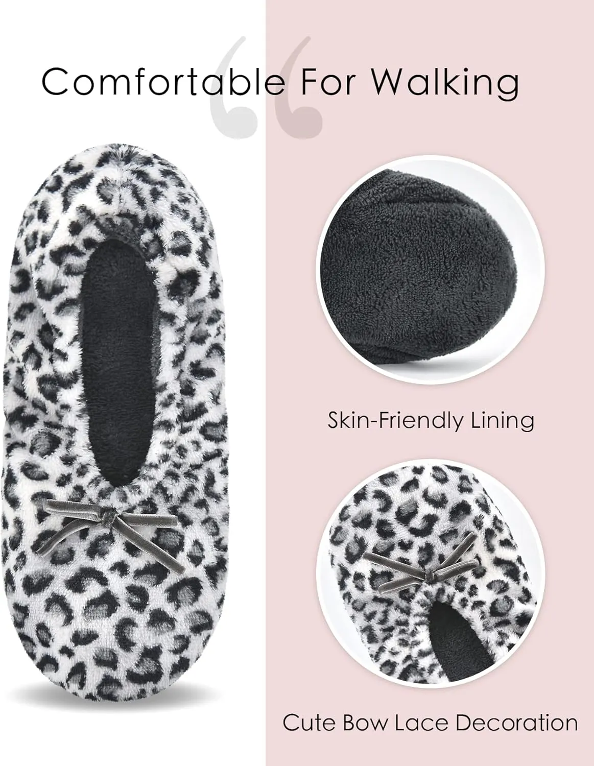 DICUIRD Ballerina House Slippers for Women, Anti-Skid Comfy Warm Ballet Style Slippers