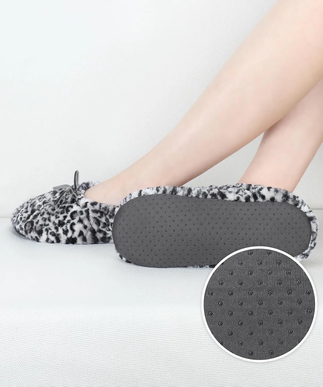 DICUIRD Ballerina House Slippers for Women, Anti-Skid Comfy Warm Ballet Style Slippers