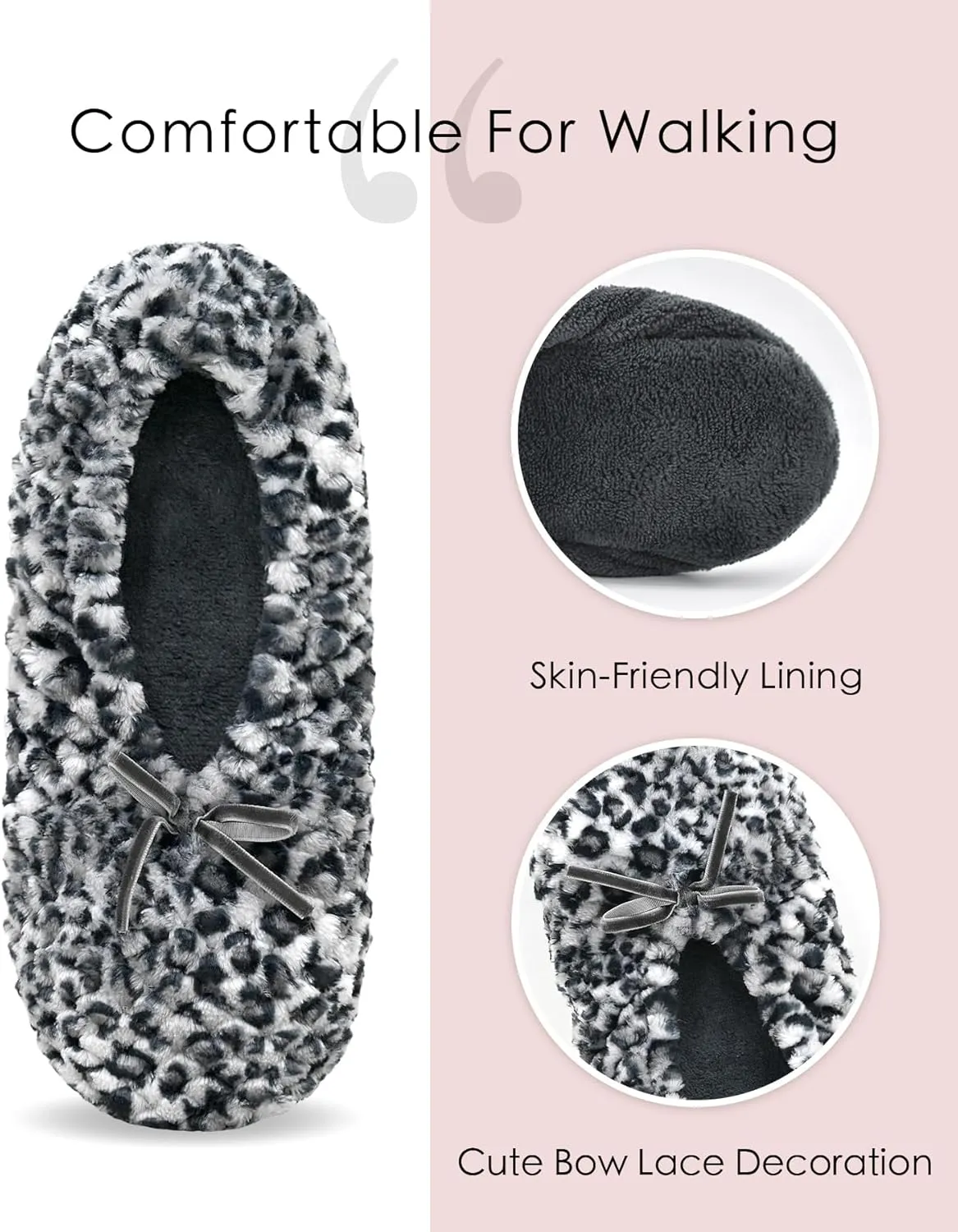 DICUIRD Ballerina House Slippers for Women, Anti-Skid Comfy Warm Ballet Style Slippers