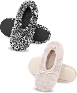 DICUIRD Ballerina House Slippers for Women, Anti-Skid Comfy Warm Ballet Style Slippers