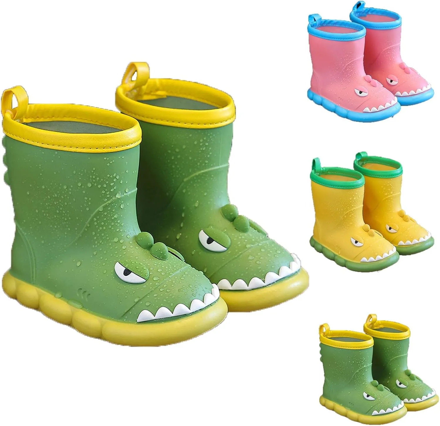 Dinosaur Flat Bottom Rain Boots for Baby Toddler Cute Soft aterproof Rainboots Kids Rubber Fun Water Boots Boys Cowboy
