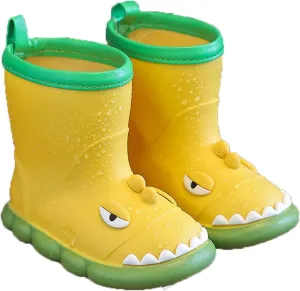 Dinosaur Flat Bottom Rain Boots for Baby Toddler Cute Soft aterproof Rainboots Kids Rubber Fun Water Boots Boys Cowboy