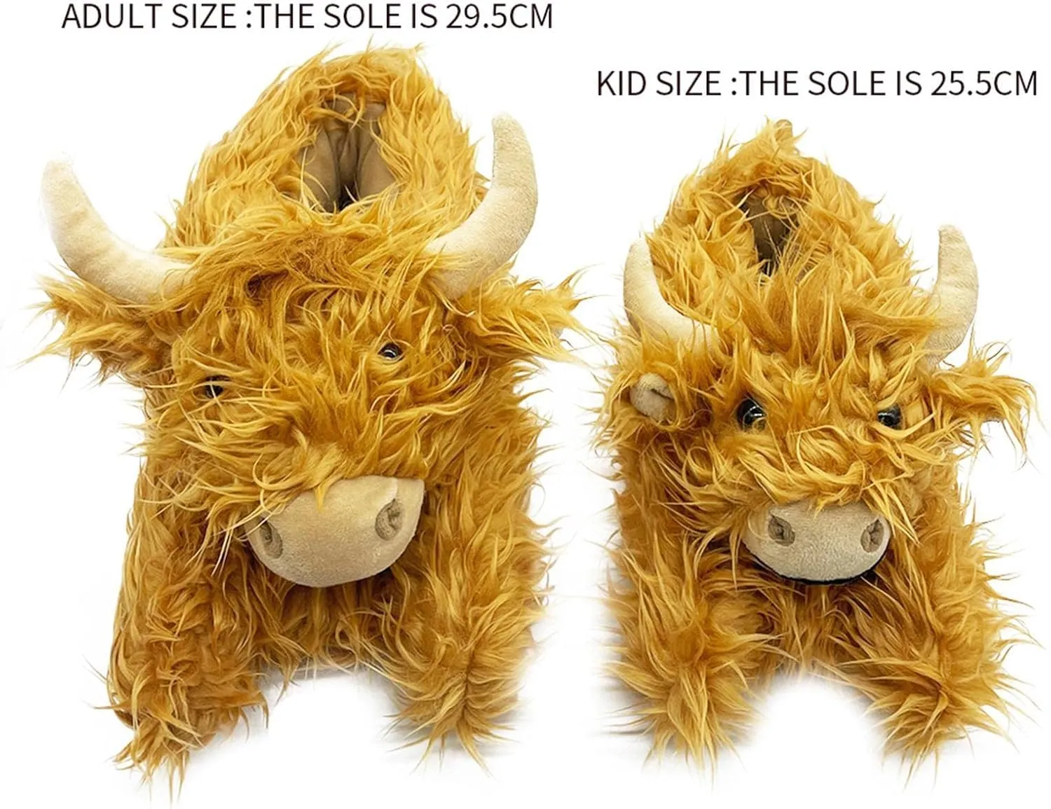 Doefo Highland Cow Slippers for Kids and Adults, Fuzzy Scottish Cow Novelty Soft Warm Animal Indoor Footwear