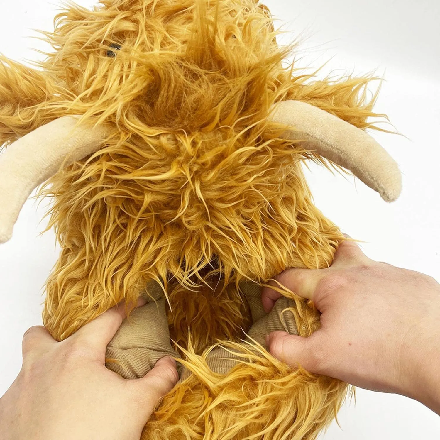 Doefo Highland Cow Slippers for Kids and Adults, Fuzzy Scottish Cow Novelty Soft Warm Animal Indoor Footwear