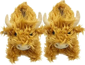 Doefo Highland Cow Slippers for Kids and Adults, Fuzzy Scottish Cow Novelty Soft Warm Animal Indoor Footwear