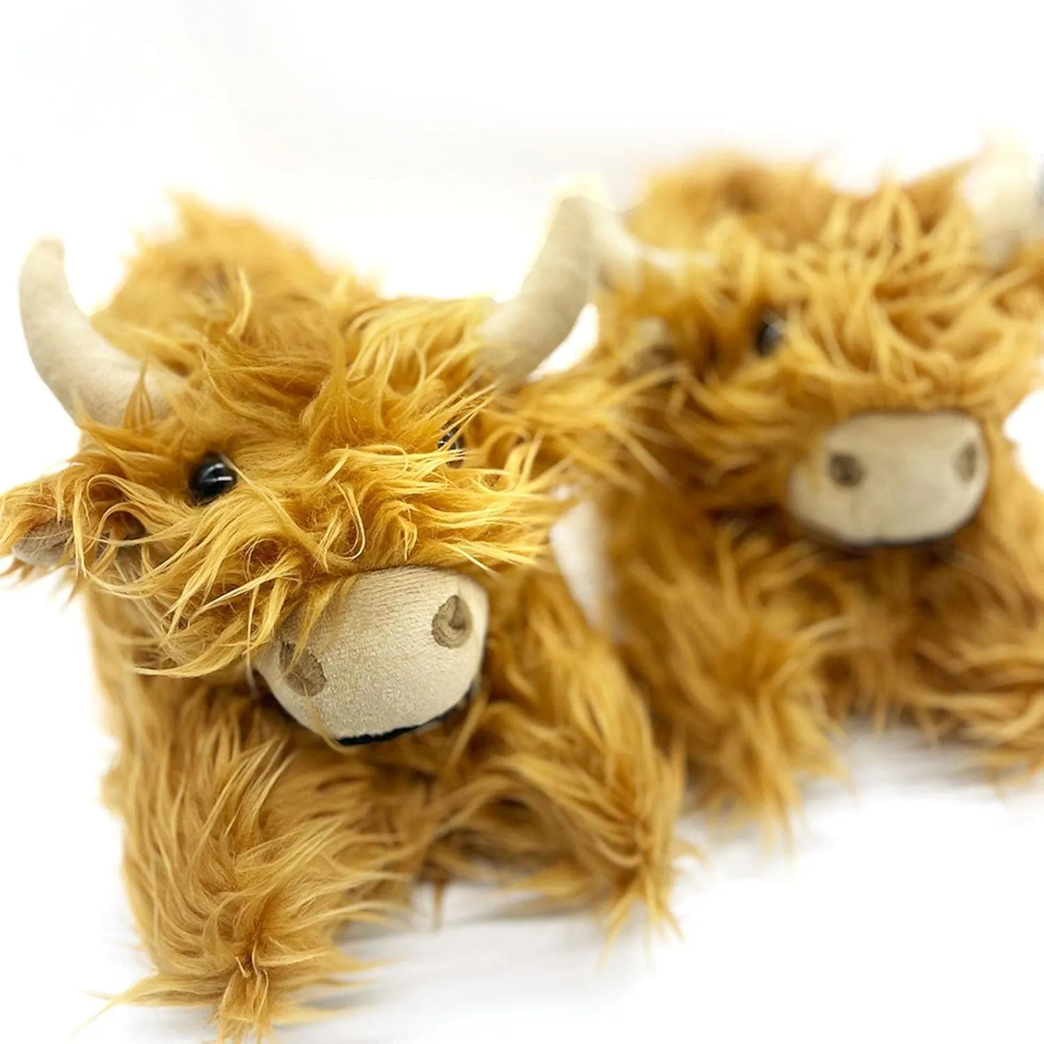 Doefo Highland Cow Slippers for Kids and Adults, Fuzzy Scottish Cow Novelty Soft Warm Animal Indoor Footwear