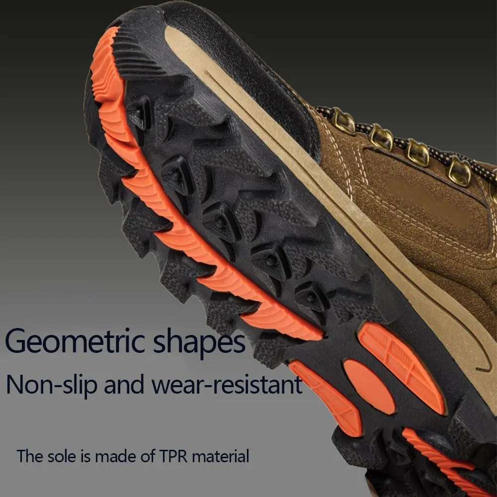 Dudlle Men's Brown Hiking Shoes, Comfortable Arch Support, Non-Slip, Breathable, Shock Absorbing, Classic Outdoor Style