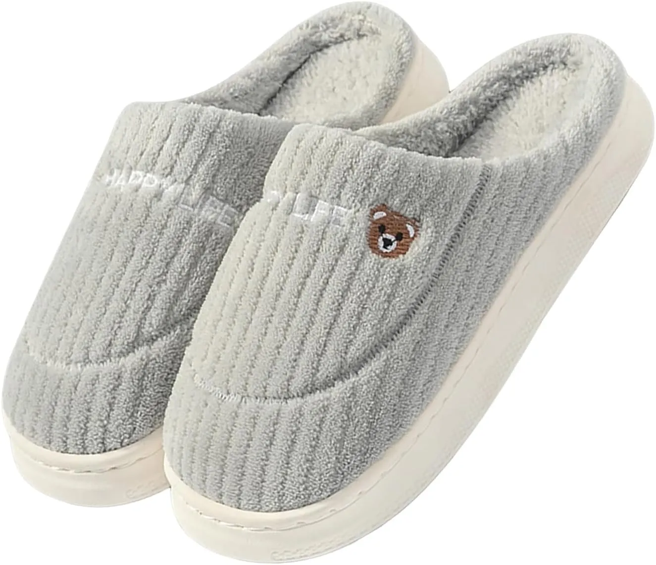 Eforcase Women Cute Slipper Fall Winter Cozy Slippers Indoor Outdoor Fuzzy House Shoes Slip-On Comfy Winter Warm Shoes
