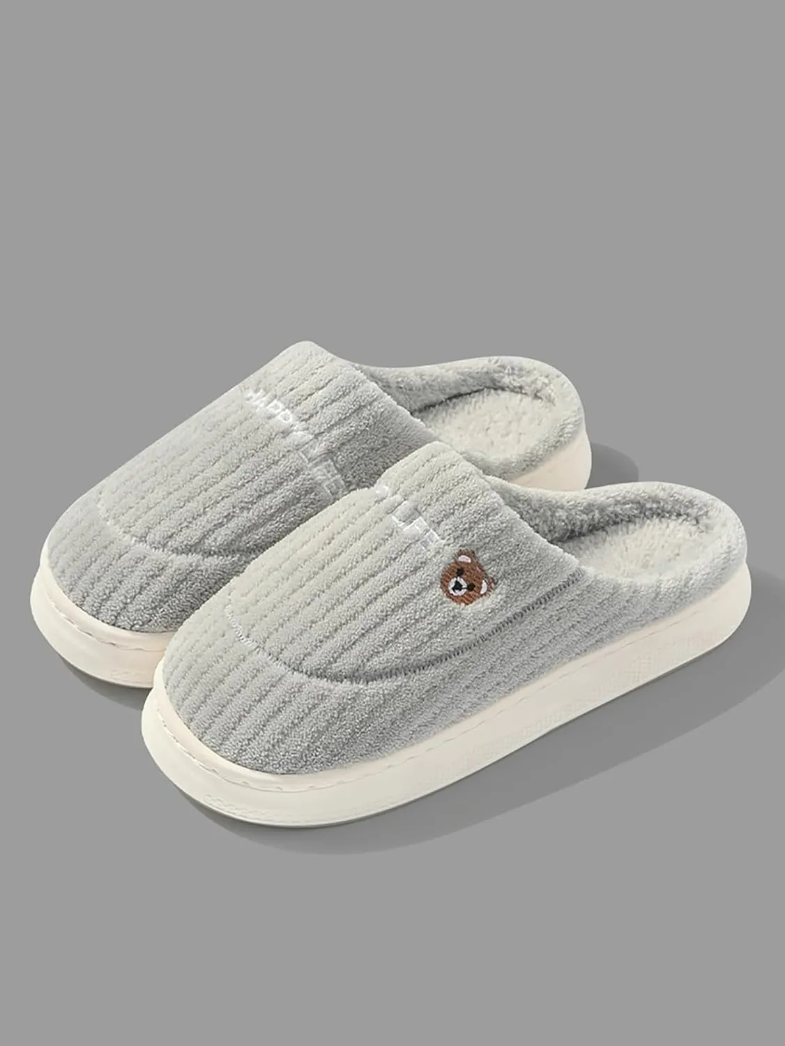Eforcase Women Cute Slipper Fall Winter Cozy Slippers Indoor Outdoor Fuzzy House Shoes Slip-On Comfy Winter Warm Shoes