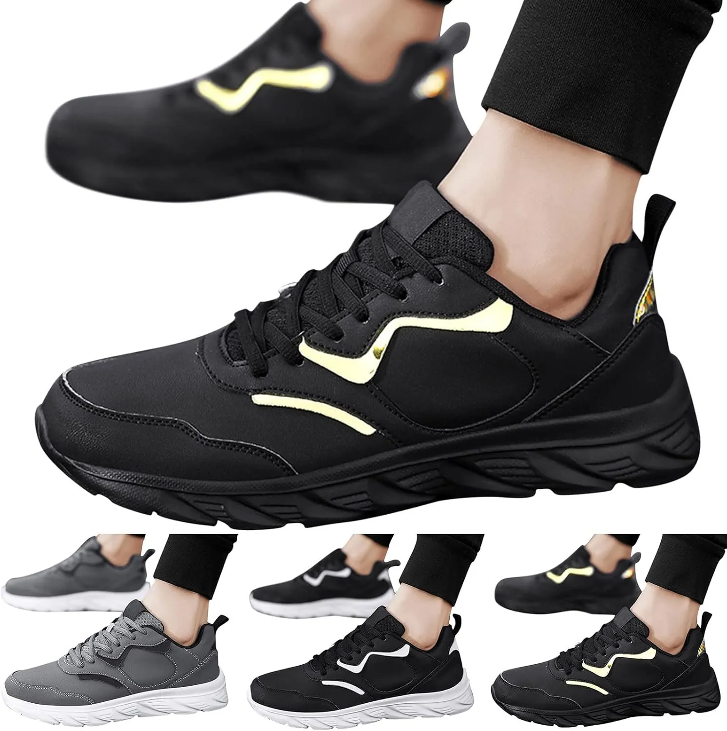 Fashion Men Sports Shoes Flat Lightweight Lace Up Solid Color Comfortable Simple Design Sneaker Boots for Men