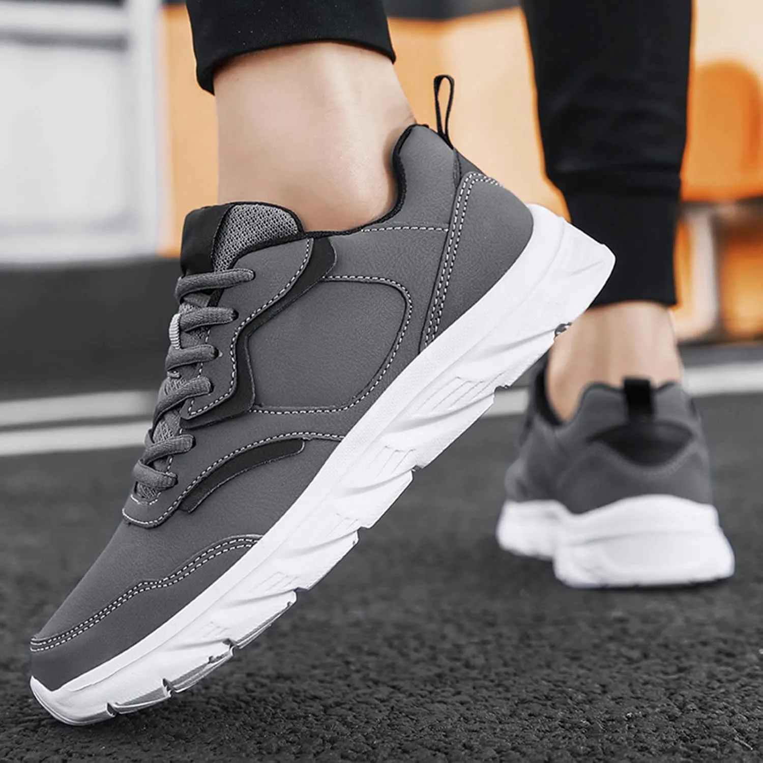 Fashion Men Sports Shoes Flat Lightweight Lace Up Solid Color Comfortable Simple Design Sneaker Boots for Men