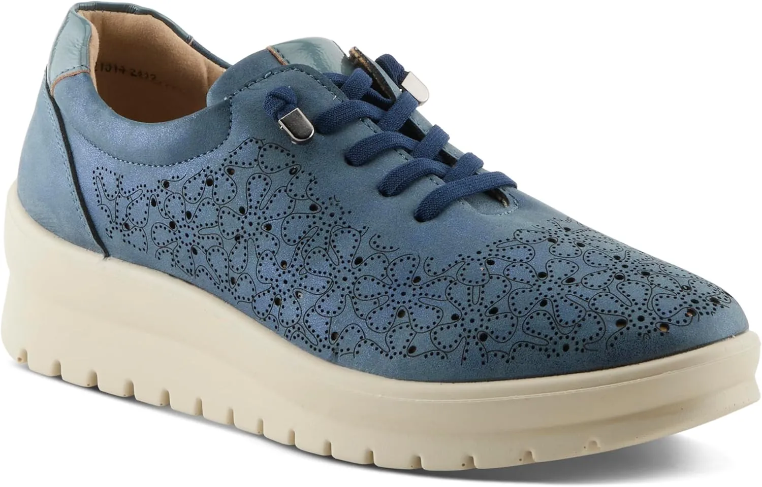 Flexus Women's RAYFIELD Lace-Up Athletic Shoes – Floral Etched Design, Arch Support, Shock-Absorbent Outsole