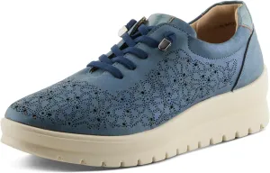 Flexus Women's RAYFIELD Lace-Up Athletic Shoes – Floral Etched Design, Arch Support, Shock-Absorbent Outsole