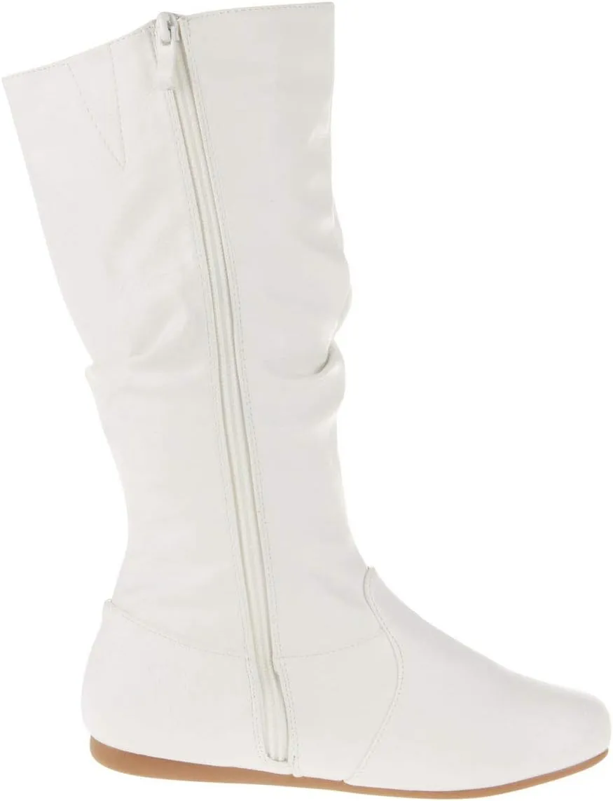 Forever Womens Round Toe Slouch Vegan Comfy Flat Mid Calf Tall Boots