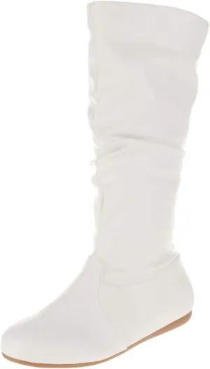 Forever Womens Round Toe Slouch Vegan Comfy Flat Mid Calf Tall Boots