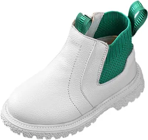 Girls Boys Children Ankle Boots Kids Low Heel Booties Fashion Side Zipper Short Flat Shoes Girls Dress Shoes (White, 4.5-5 Years Little Child)