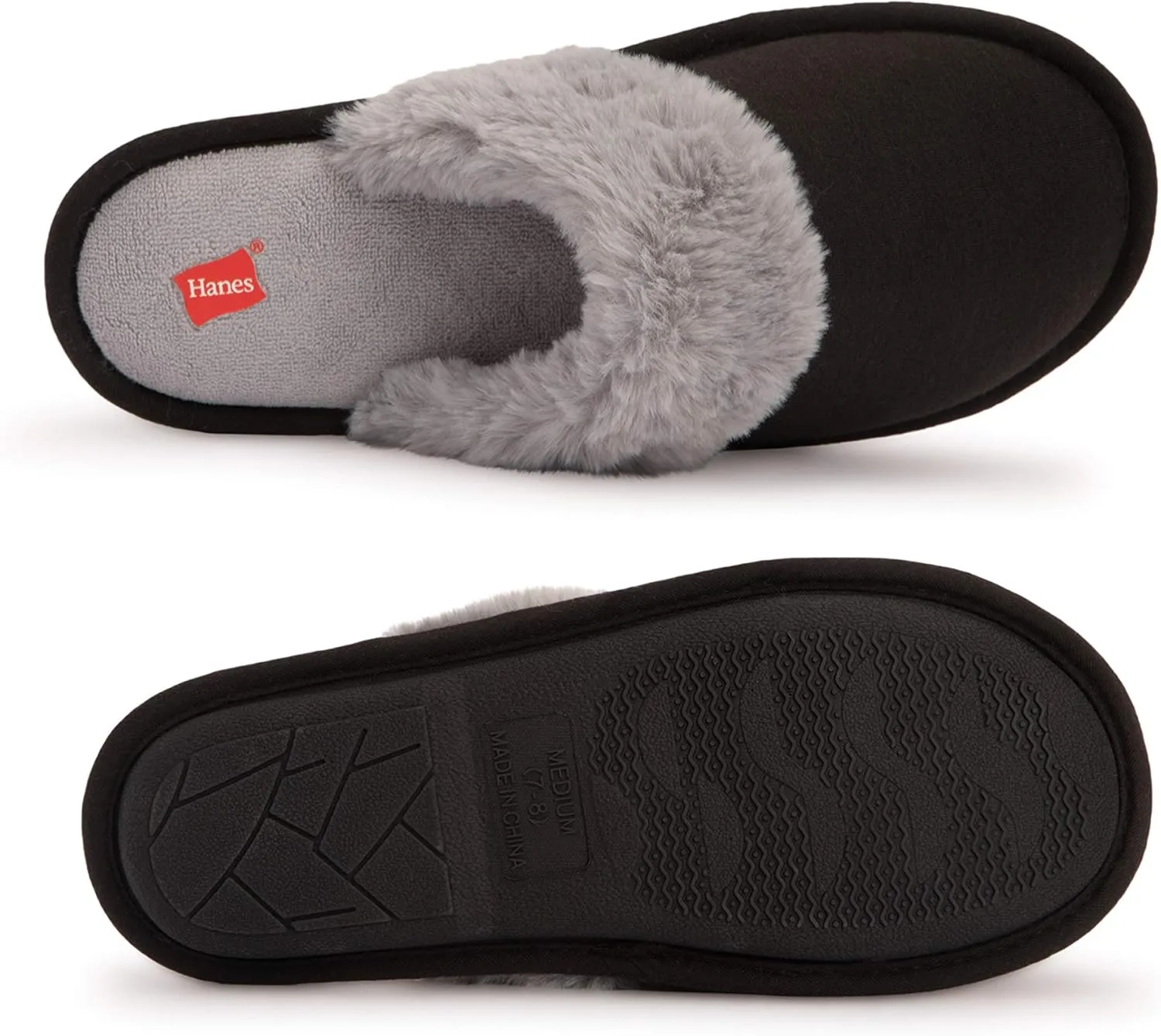 Hanes womens Comfort Cotton on Scuff With Memory Foam and Anti-skid Sole Slipper