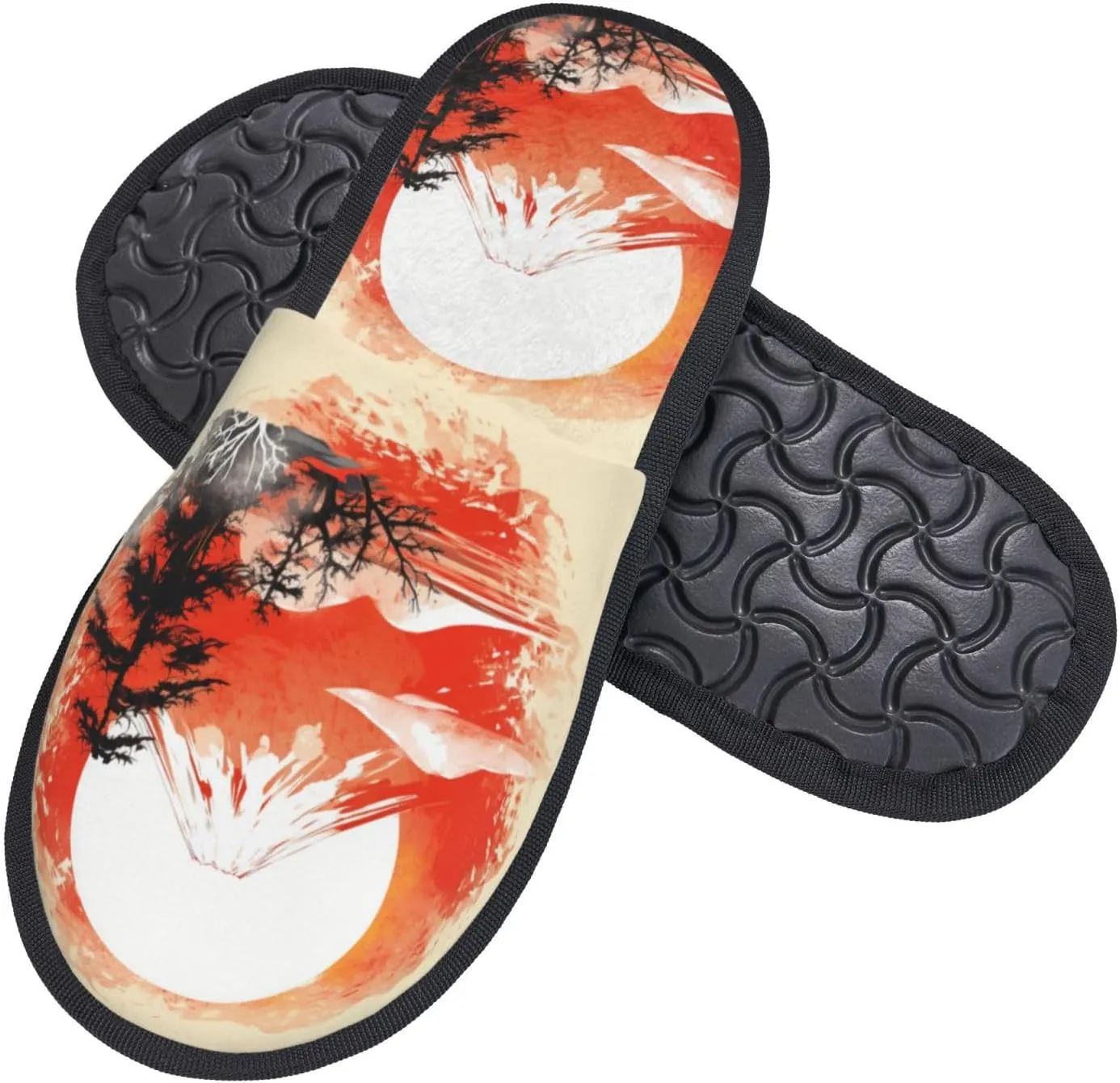 House Slippers For Women Men Indoor Slippers Non-Slip Fuzzy Slippers Multicolor Tie Dye Swirl Art Winter Warm House Shoes
