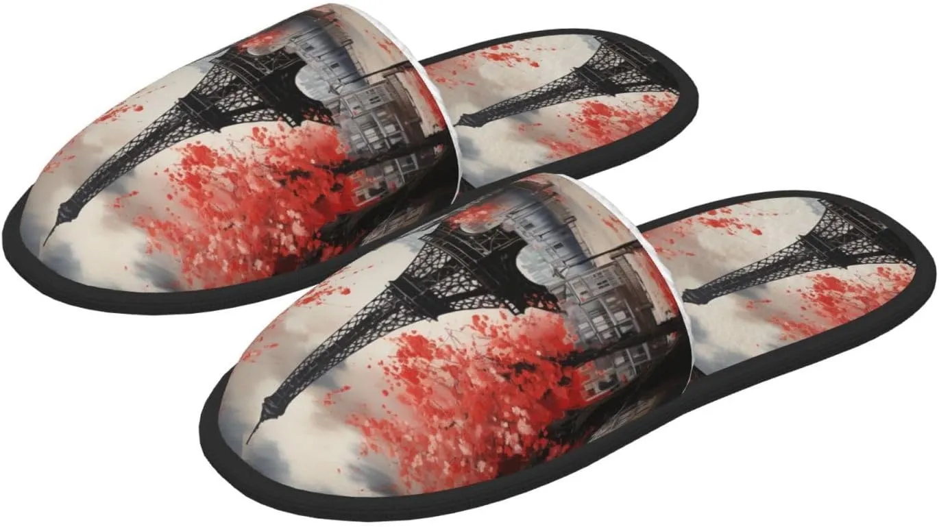 House Slippers For Women Men Indoor Slippers Non-Slip Fuzzy Slippers Solar System Universe Space Winter Warm House Shoes